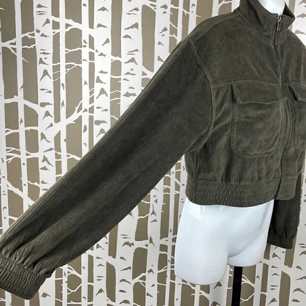 aerie Ribbed Velour Cropped Zip Front Jacket NEW $60 - Picture 2 of 8